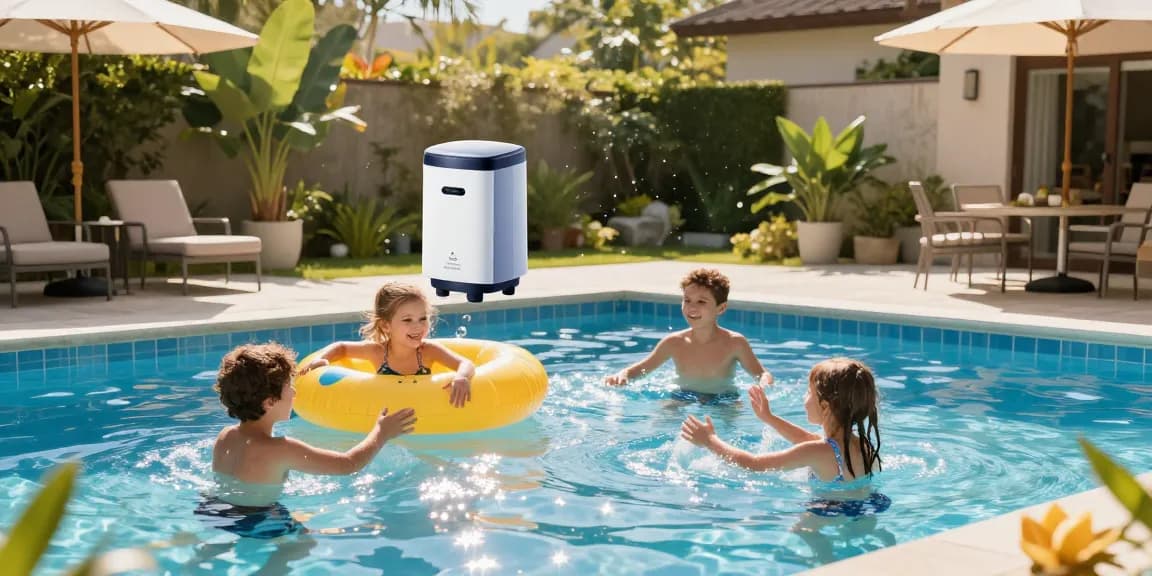 Family enjoying the pool with the Best Pool Chlorinators ensuring clean water and relaxation.