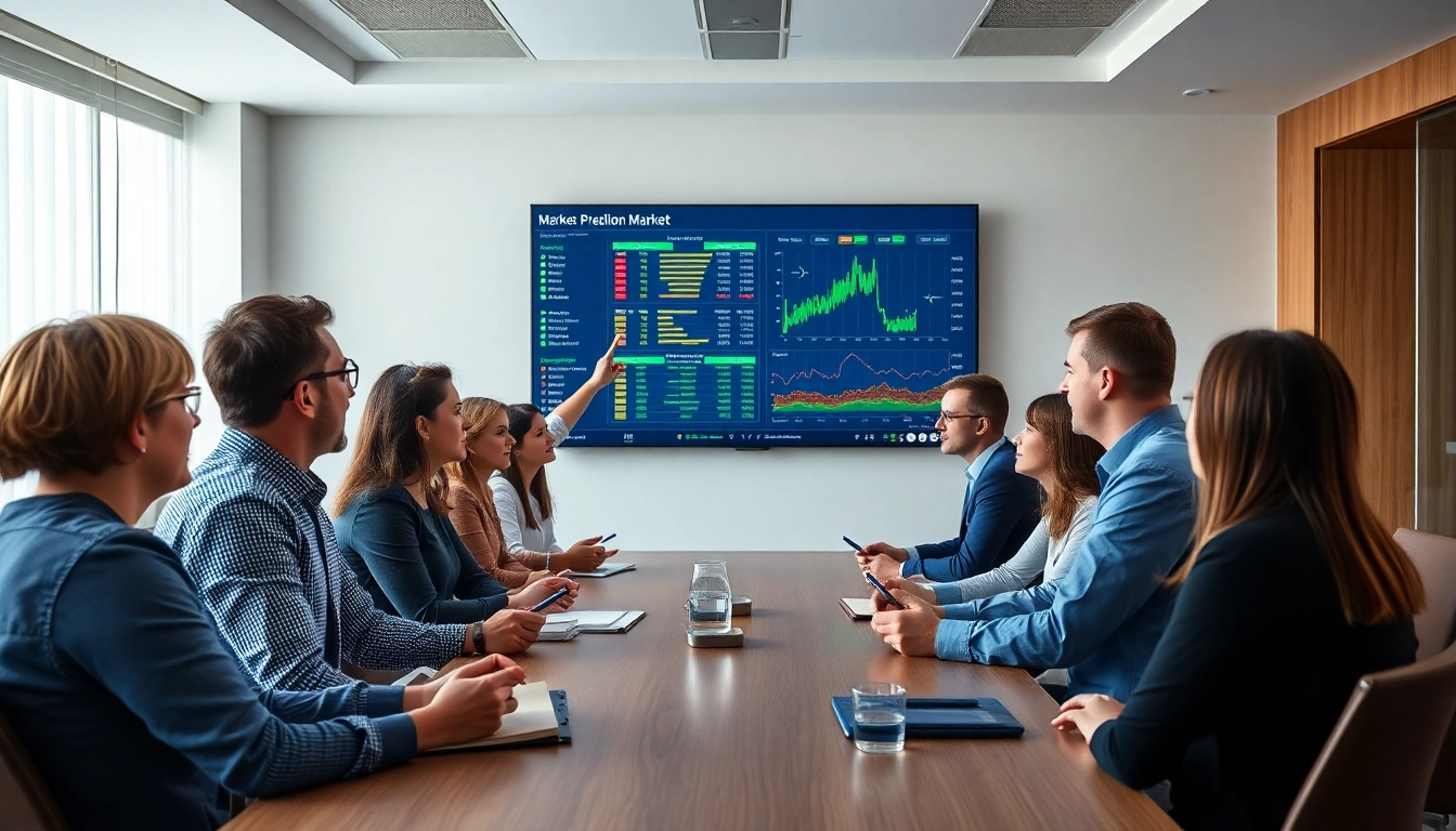 Engaged professionals analyzing trends within the Backpack Prediction Market in a collaborative setting.