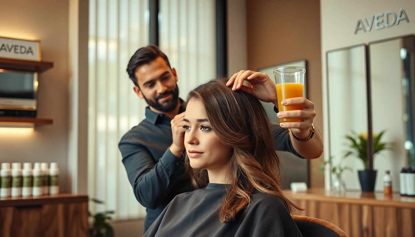 Aveda salon San Diego offers a welcoming haircut experience for first-time clients with soft lighting and eco-friendly aesthetics.
