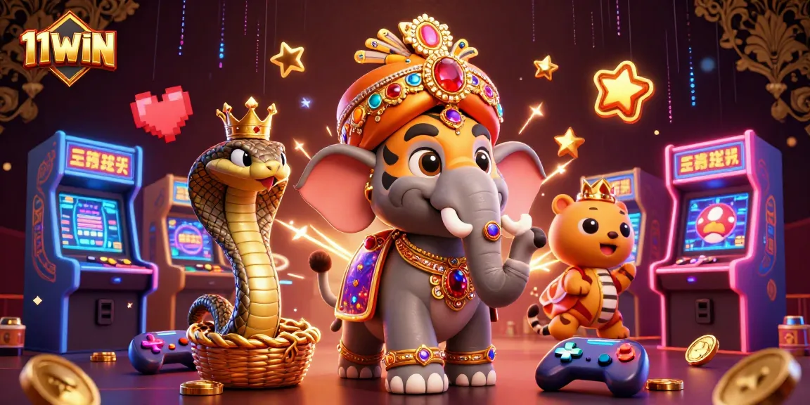 Experience vibrant gaming action with 11WIN's exciting casino-themed digital illustration.