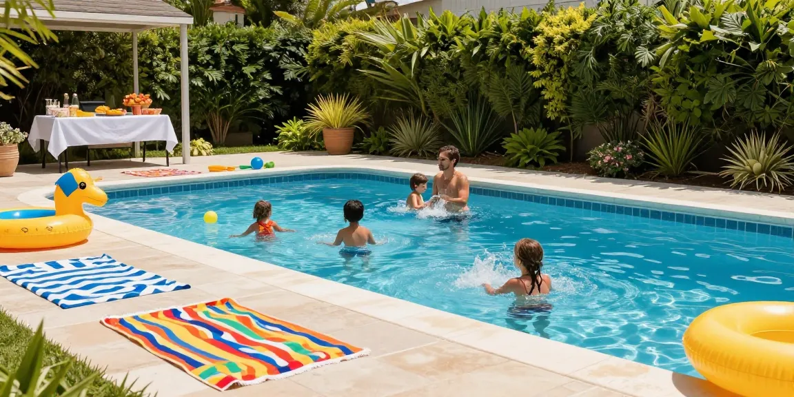 Dolphin Pool Services transforming your backyard into a fun family retreat with a clean pool and vibrant atmosphere.