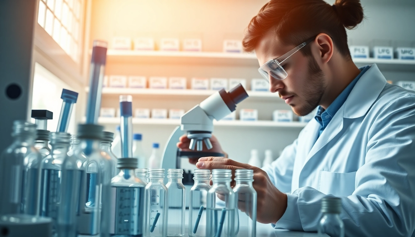 Examine peptides with https://hydroresearchpeptides.com/ in a professional lab setting featuring advanced equipment.