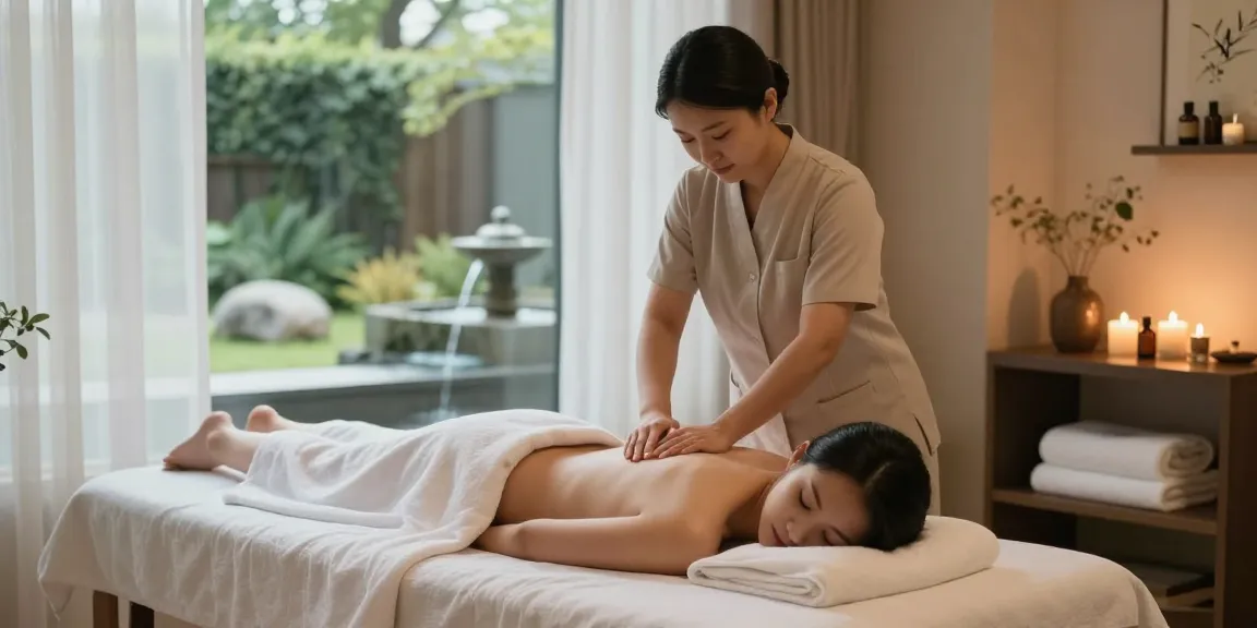 An elegant 안산출장마사지 session in a tranquil spa, highlighting relaxation and wellness.