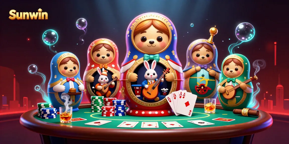 Experience thrilling action at Sunwin with vibrant gaming elements and charming characters in a 3D casino scene.