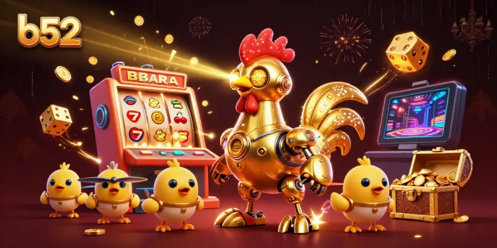 Engage in exciting gameplay at b52 with this vibrant casino illustration showing dynamic game elements.