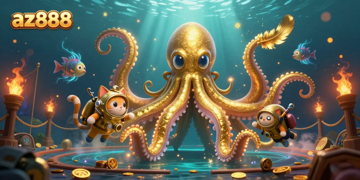 Engage with the legendary az888, where a kraken, diving cat, and glowing fish bring the casino adventure alive!