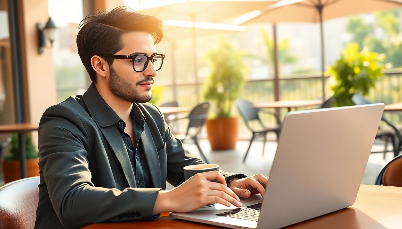 Complete your uk eta online application seamlessly at a café with a laptop.