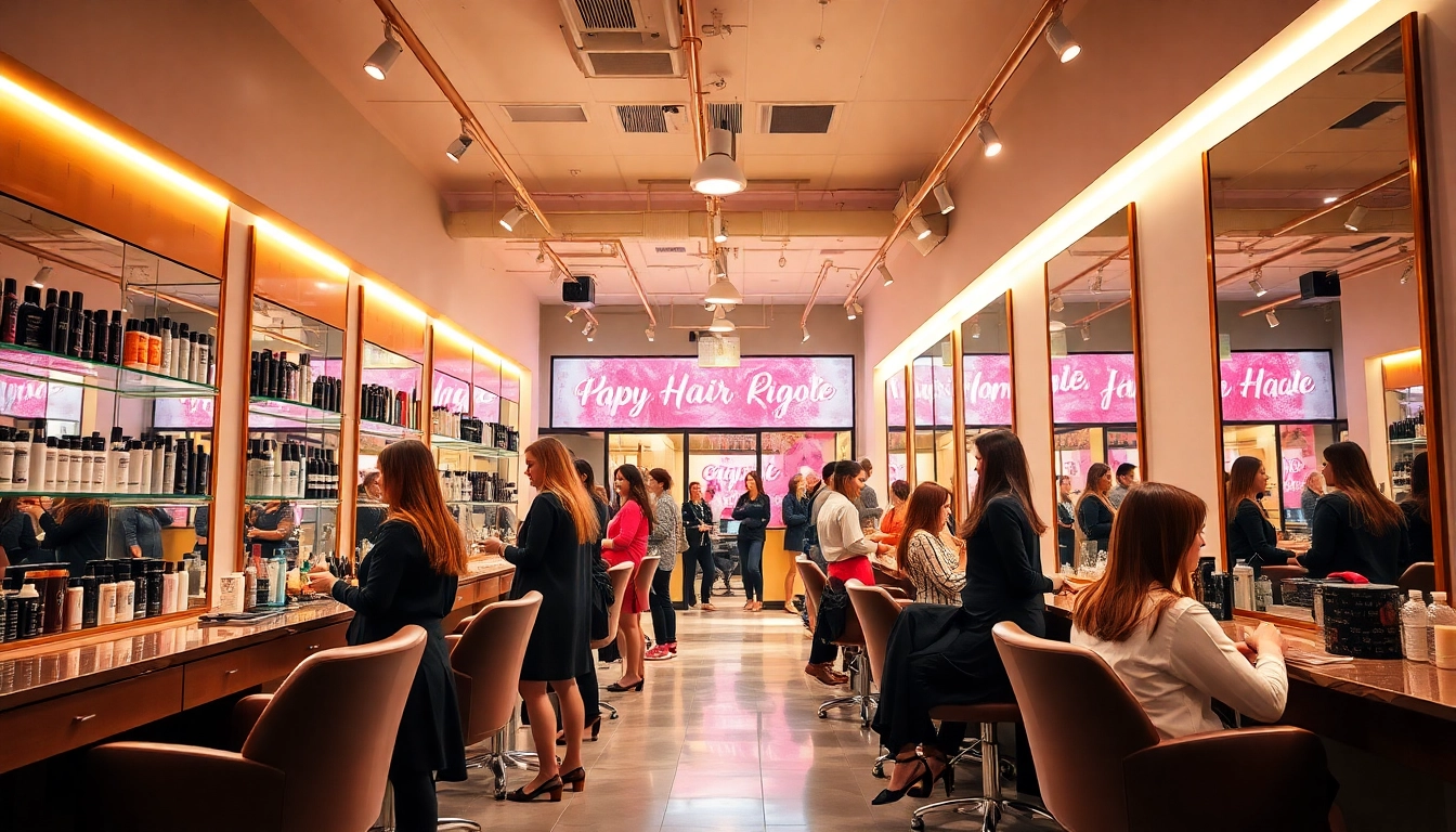 Discover the best salons in city with vibrant, professional stylists engaging with clients in a modern, inviting salon atmosphere.
