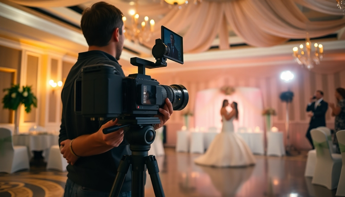 Capture of Event videography team filming a wedding reception filled with joy and elegance.