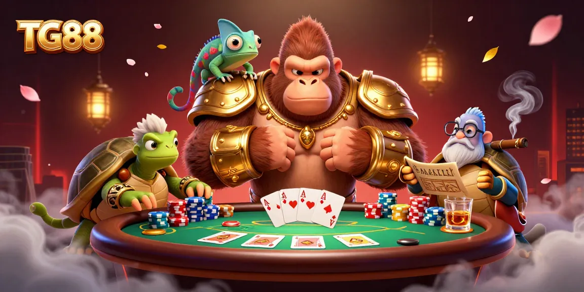 Engage with TG88's thrilling online casino environment featuring vibrant characters in a dynamic gambling scene.