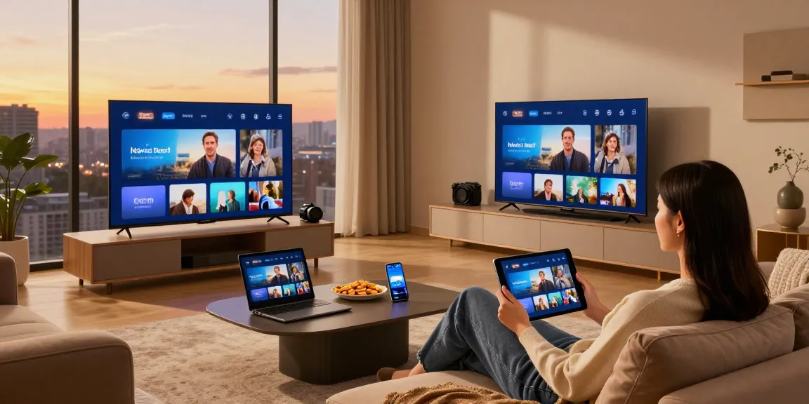 Engaging scene of a person enjoying Internet TV services in a cozy living room.