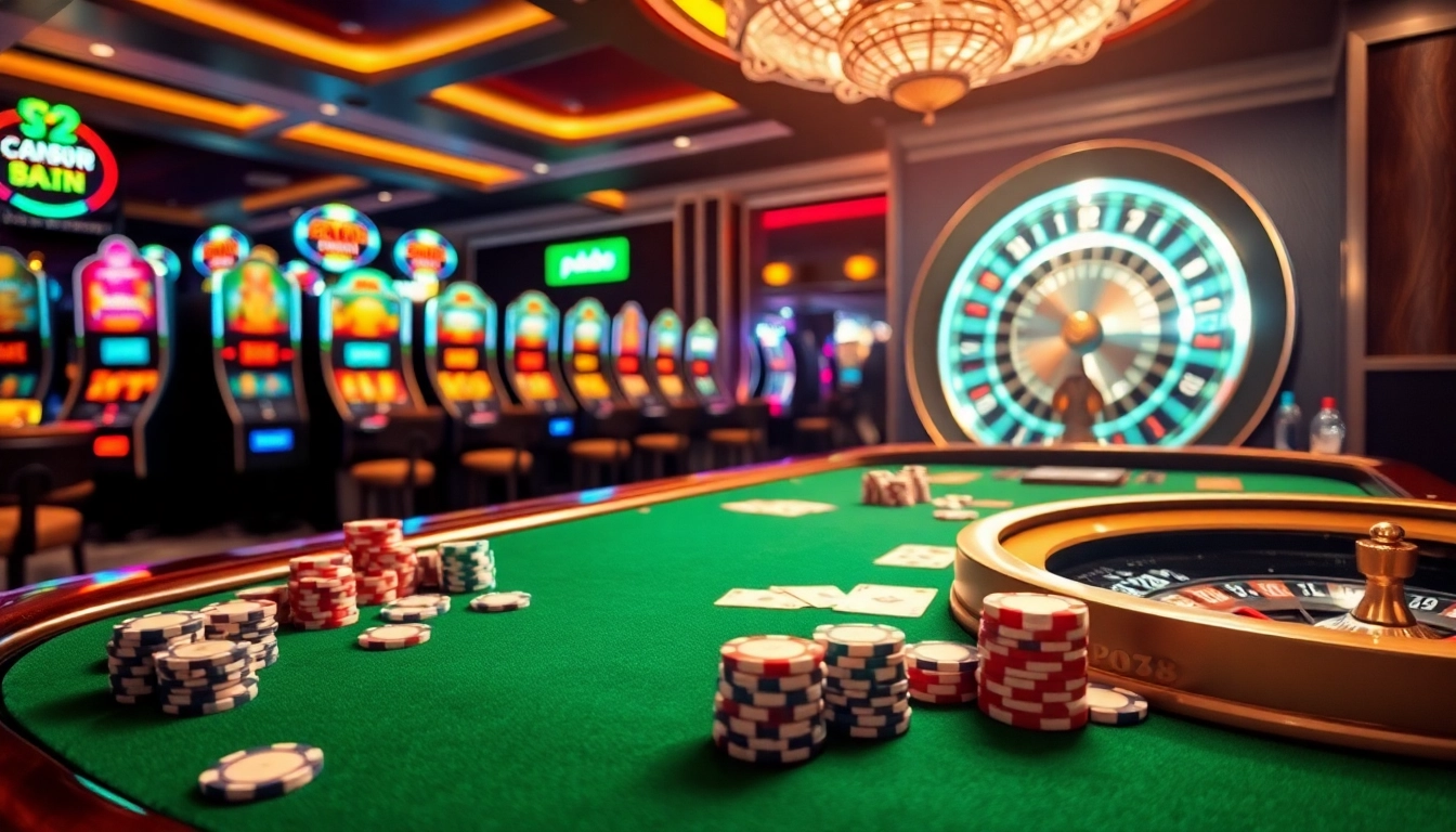 Experience the excitement of pg88 online gambling with vibrant casino tables and sparkling slot machines.