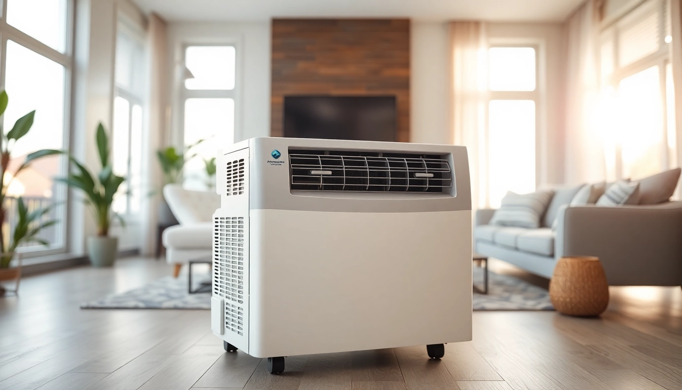 Highlighting an American Standard air conditioner in a stylish living room with natural lighting. related image