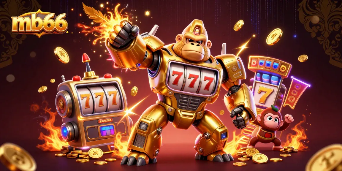 Experience thrilling slots action with mb66's unique casino illustration featuring a gorilla mech.