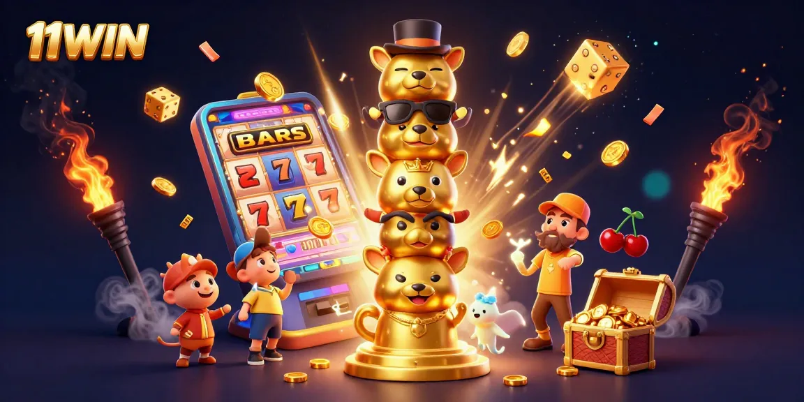 Engage with the thrilling 11WIN casino world featuring vibrant slot machines and dynamic game elements.
