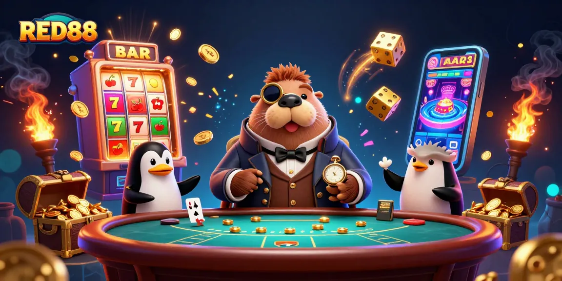 Experience the thrill of RED88 with a unique underwater casino scene featuring poker and exciting game elements.